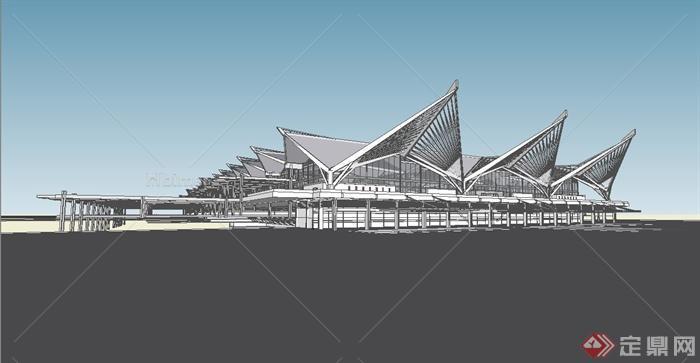 杭州某车站建筑设计su模型[原创]