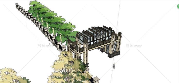 精品小区大门su模型08(140648)su模型下载