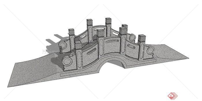 古典中式石拱园桥设计su模型