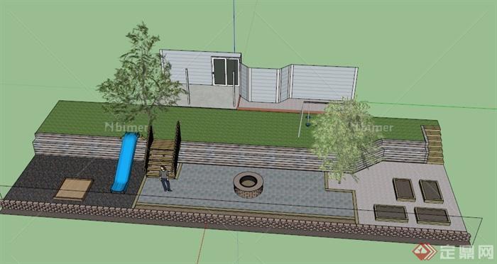 某住宅前院景观设计SU模型