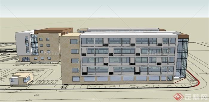 某现代中学学校教学楼建筑设计SU模型
