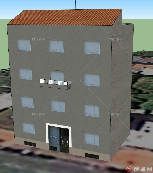 某栋四层住宅楼建筑设计SU模型