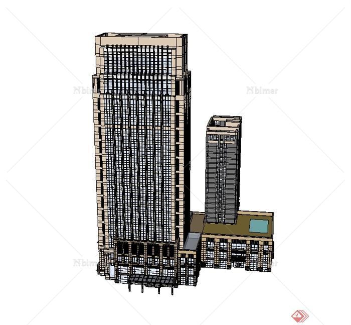 新古典高层办公大楼建筑设计su模型[原创]