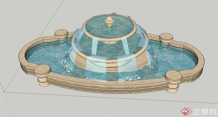 跌水池设计SU模型