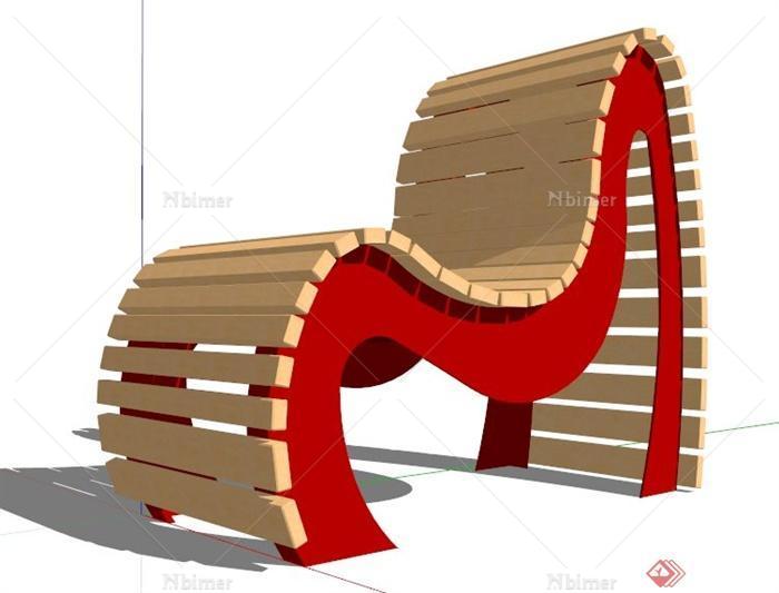 现代风格木制坐凳su模型