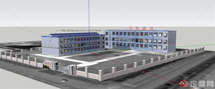 现代某三层电器厂建筑设计SU模型