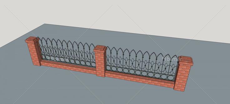 围墙护栏(77299)su模型下载