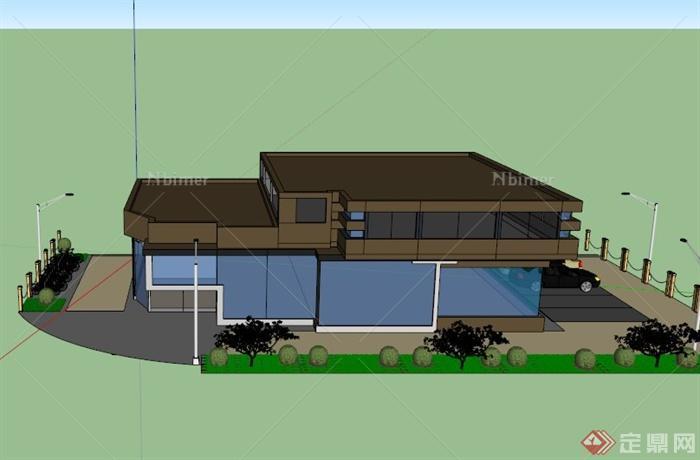 郑州某简约售楼处建筑设计SU模型