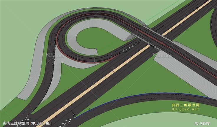 精美的高速公路带环形SU模型