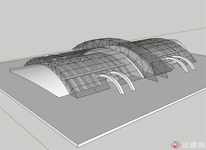 独特现代风格交通建筑设计su模型[原创]