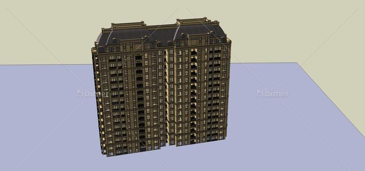 法式高层住宅楼(69376)su模型下载