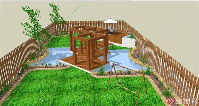某园林景观休闲花园景观设计su模型