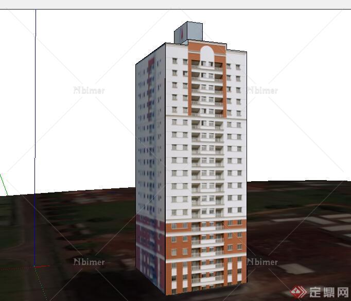 某高层居住建筑楼设计SU模型素材