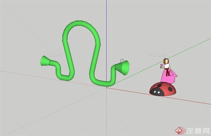 青蛙传声筒瓢虫儿童娱乐器械设计su模型[原创]