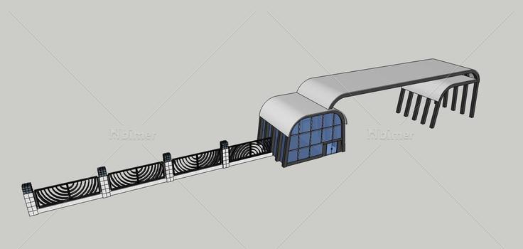 现代风格门卫室及入口(78704)su模型下载