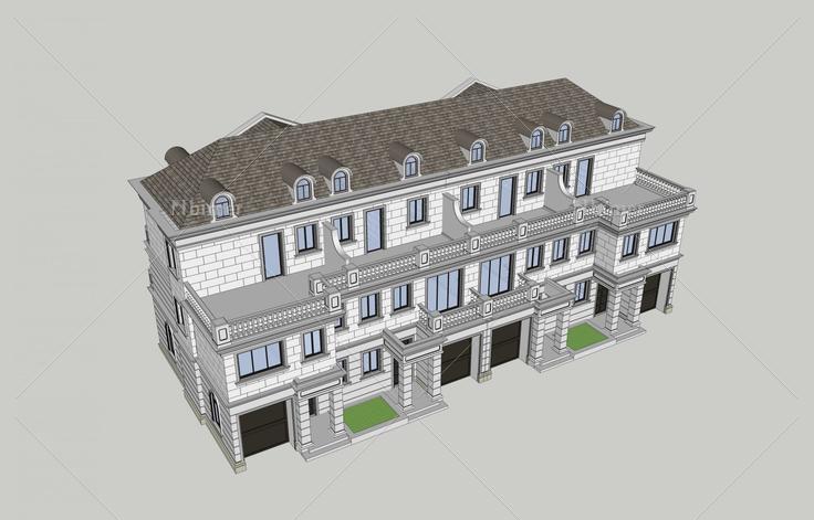 欧式白色别墅(177964)su模型下载
