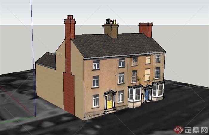 某三层市郊住宅建筑设计SU模型