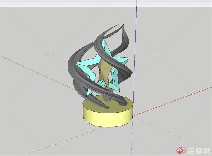 现代风格雕塑小品设计su模型