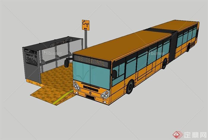 现代风格公交车站独特设计su模型[原创]