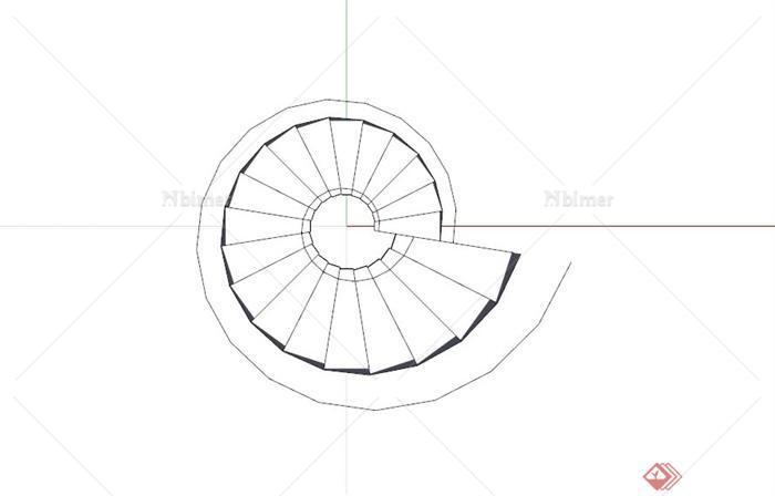 现代时尚白色旋转楼梯SU模型