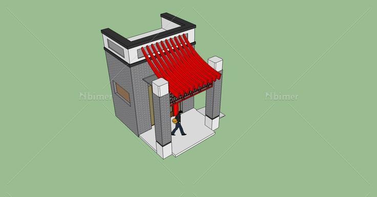 中式门头入口(80170)su模型下载