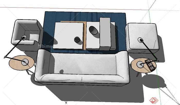 现代室内简约式沙发组合设计SU模型