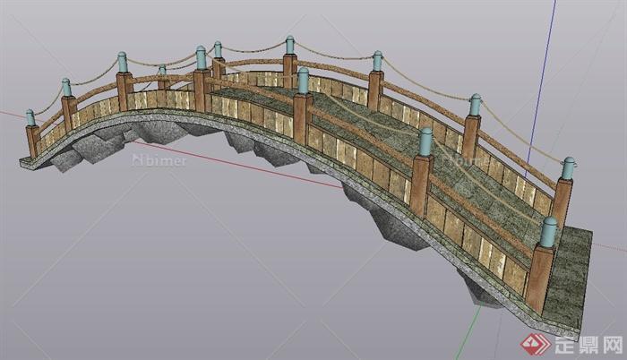 某现代中式拱桥设计su模型