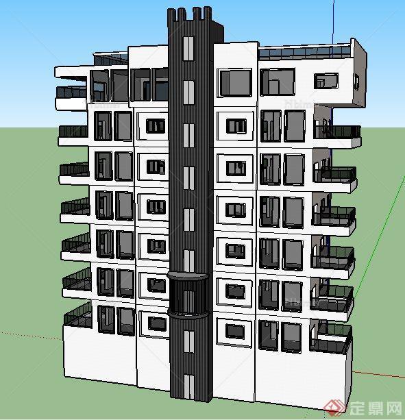 某地现代风格八层住宅楼建筑设计SU模型
