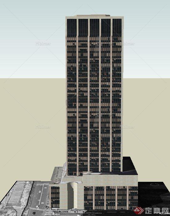 现代某高层独栋酒店建筑设计SU模型