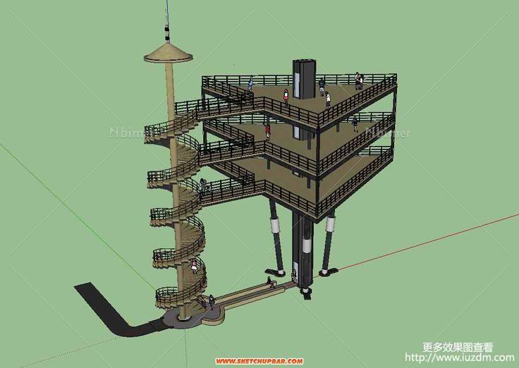 一个山地旅游景观单体建筑模型