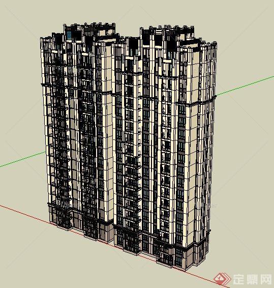 新古典连栋高层住宅楼建筑设计su模型[原创]