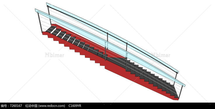 现代楼梯su模型