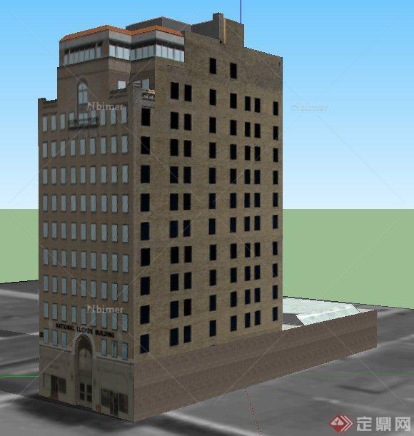 某现代高层银行大楼建筑设计SU模型
