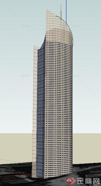 现代风格独栋高层办公大厦建筑设计su模型
