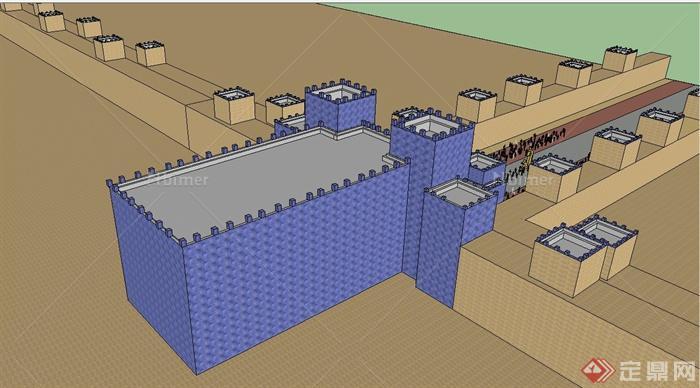 某欧式伊什塔尔城建筑设计SU模型