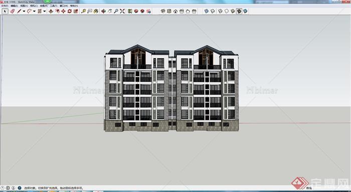 某双拼住宅建筑设计SU模型1