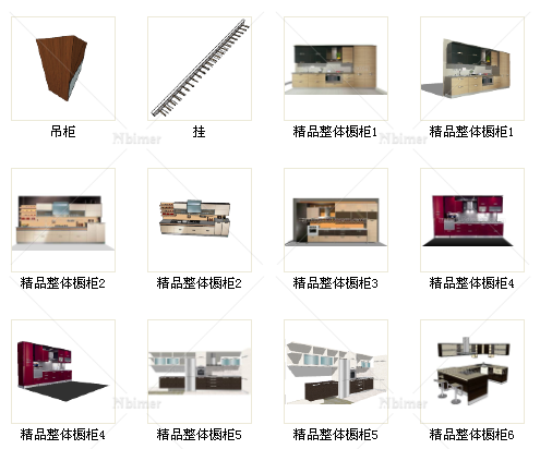 多个厨房家具及橱柜设计ＳＵ模型