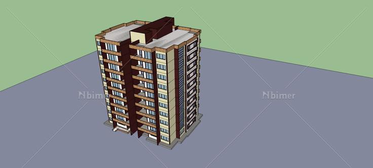 现代小高层住宅楼(81157)su模型下载