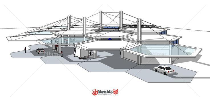 汽车加油站sketchup模型
