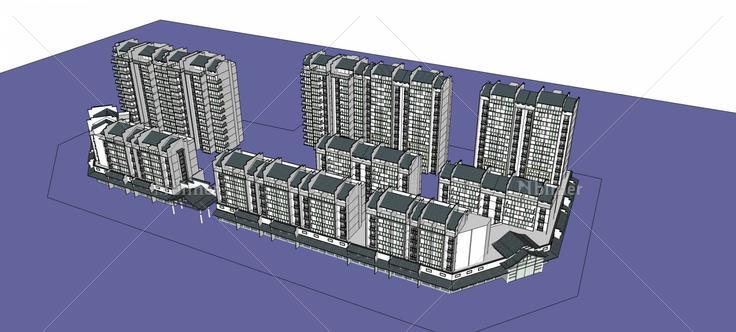 徽式沿街商业住宅楼(78594)su模型下载