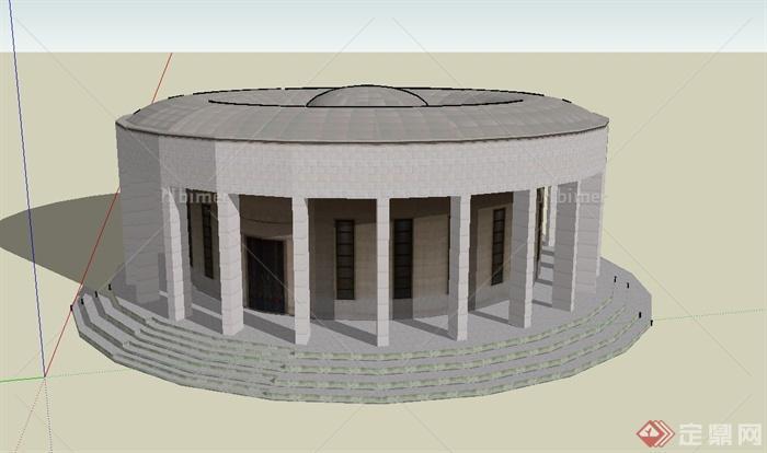 某欧式圆形礼堂建筑设计SU模型