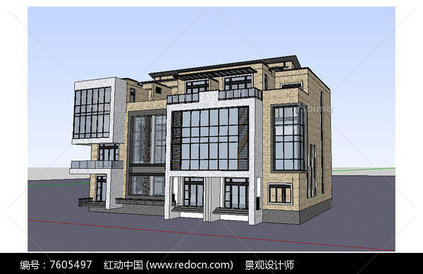 总部基地办公楼建筑草图大师SU模型