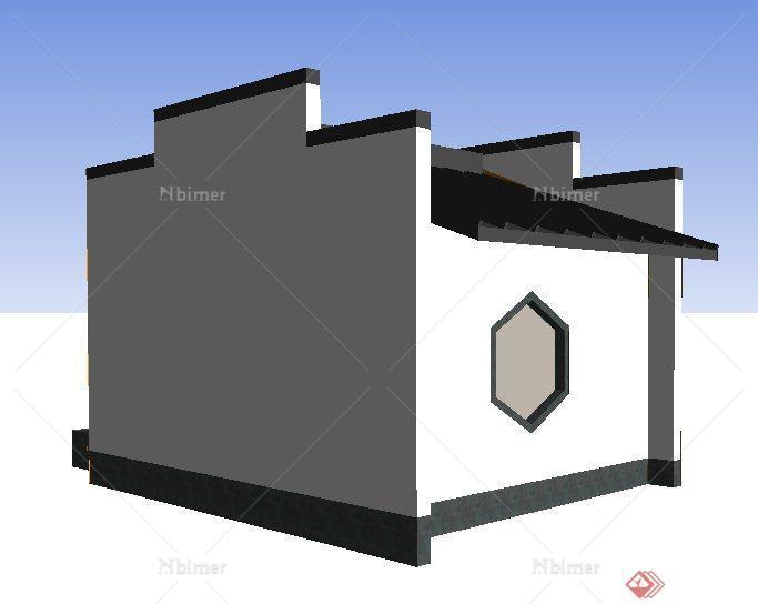 徽派中式风格门卫室建筑设计su模型