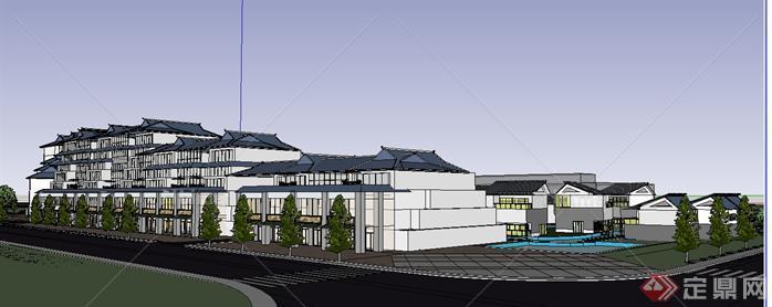 滇南某地区民族特色商业广场建筑设计方案SU模型
