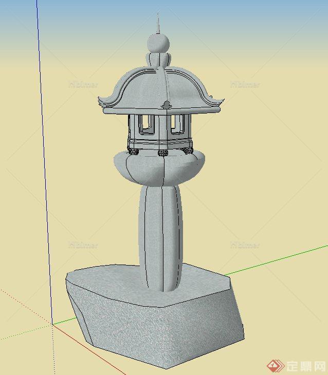 园林景观节点古典中式石灯笼设计SU模型