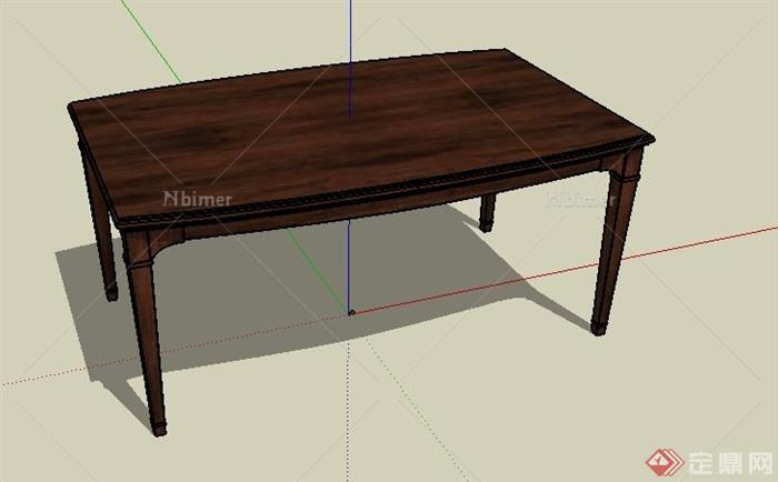 中式木质餐桌设计su模型[原创]