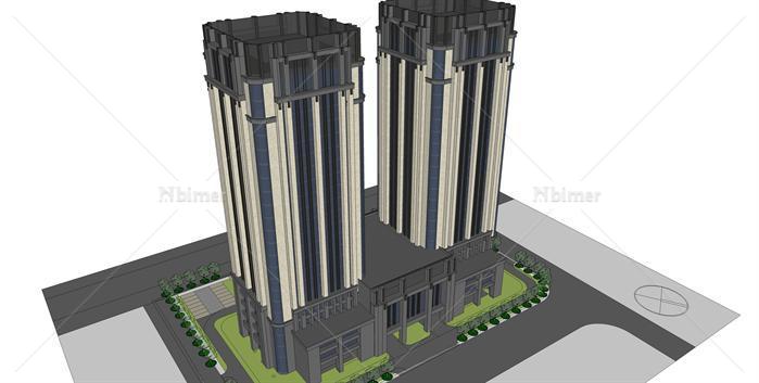 古典高层酒店建筑设计方案 su模型[原创]