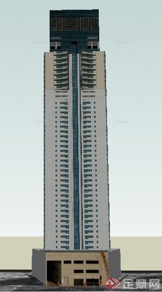 某现代风格独栋高层商务建筑设计SU模型