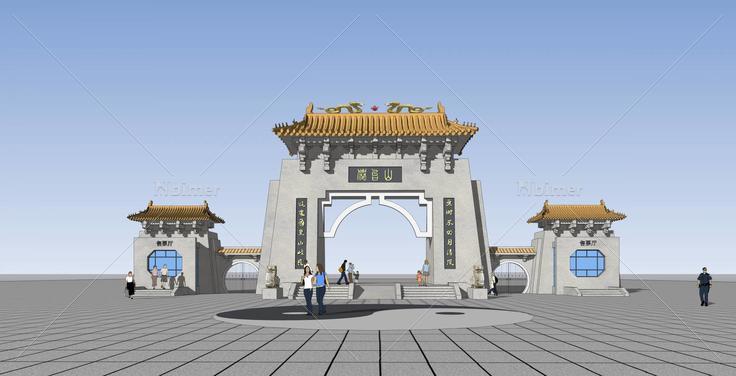 仿古建筑风景区大门(114701)su模型下载