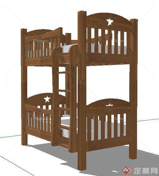 某木质高低床儿童床设计su模型[原创]